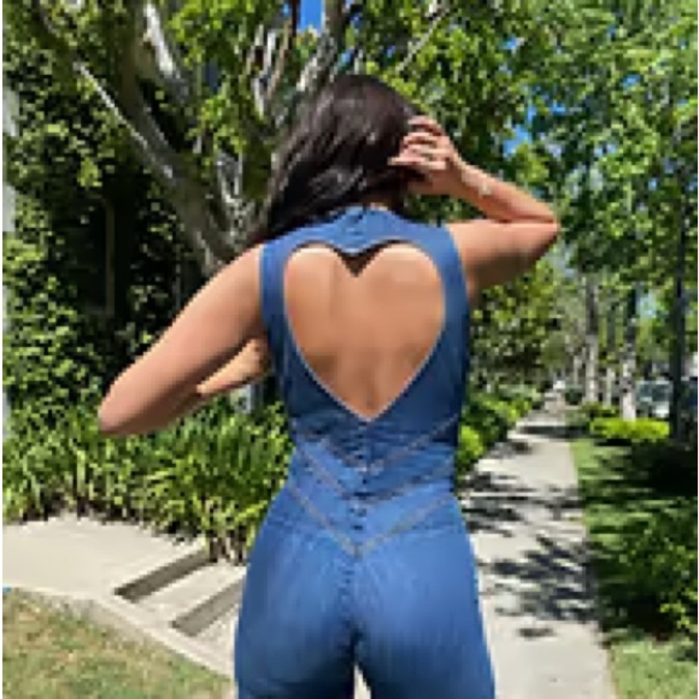 REVICE Denim Heart Back Jumpsuit